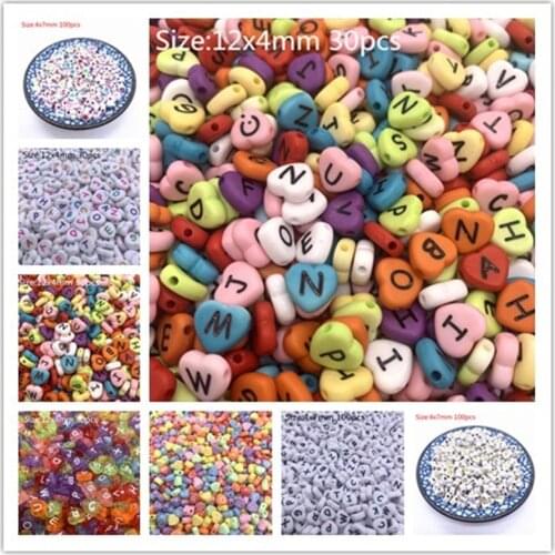 New Color Heart Acrylic Spacer Beads Letter Beads Oval Alphabet Beads For Jewelry Making DIY Handmade Accessories