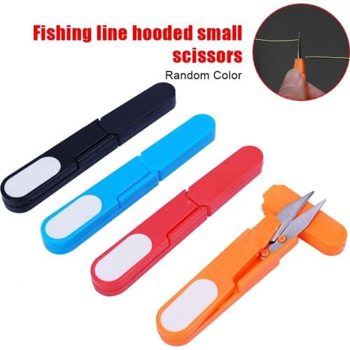 Fishing Line Scissor Portable U Shape Scissor Thread Cutter with Cap Non-Slip PE Line Line Cut Accessories Scissors Pliers Tools