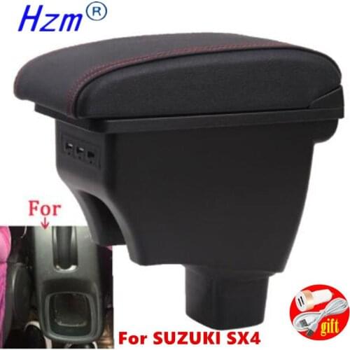 For SUZUKI SX4 Armrest box For SUZUKI SX4 Car Armrest Storage box Retrofit parts car accessories Interior USB LED