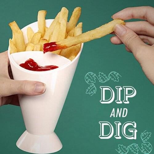 Snack Cone Stand + Remove Dip Holder for Fries Chips Finger Food Home Restaurant Specialty Plates Kitchen Dining Tableware
