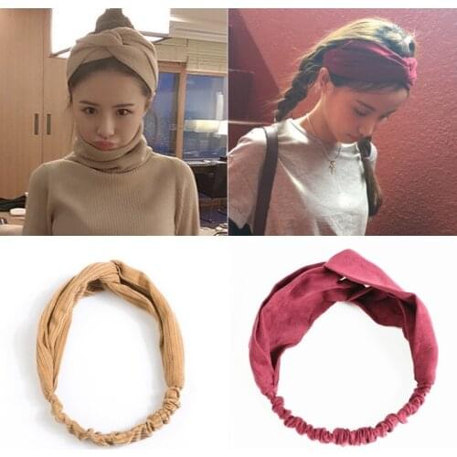 Cotton Women Headband Turban Solid Color Girls Knot Hairband Hair Accessories Twisted Ladies Makeup Elastic Hair Bands Headwrap