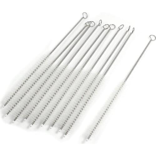 10 Pcs 10mm Dia Chemistry Test Tube Bottle Nylon Washing Brush Tool White