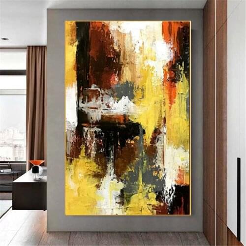 Modern home decor wall painting palette color painting art yellow texture canvas painting hand-painted oil painting and poster