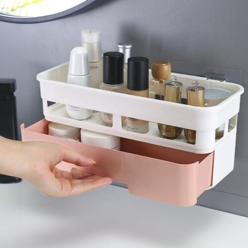 Punch-free Toilet Bathroom Rack, Multifunctional Wall-mounted Toilet Vanity Table, Cosmetics Drawer Storage Box Organizations