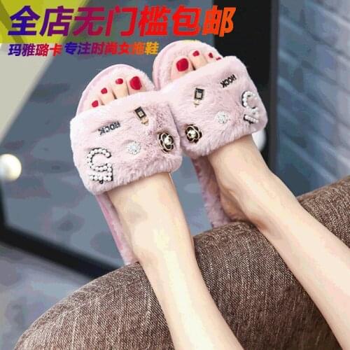 Japanese and Korean Cotton Slippers Warm Slippers Slippers Women Woman Shoes Home Shoes Fur Slides Non Slip Wear Resistant
