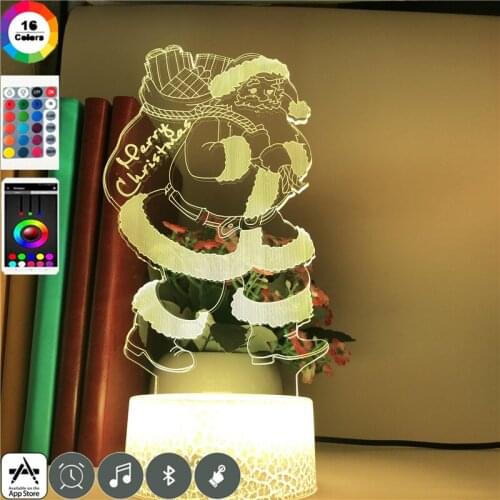 Smart Night Light LED Santa Claus 3D LED Acrylic Table Lamp Christmas Holiday Room Atmosphere Decor Nightlight Kids Child Gift