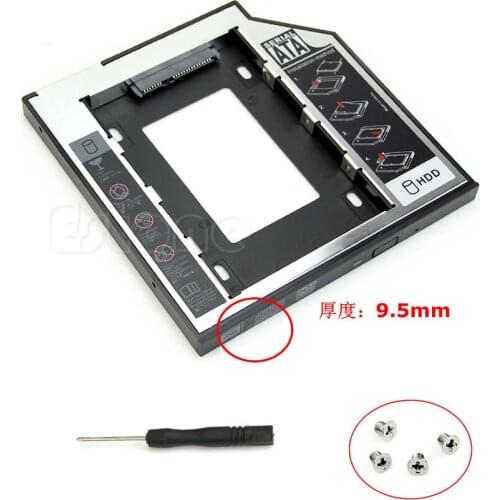Universal 1PC 9.5mm SATA 2nd HDD SSD Hard Drive Caddy for cd DVD-ROM Optical Bay L4MD