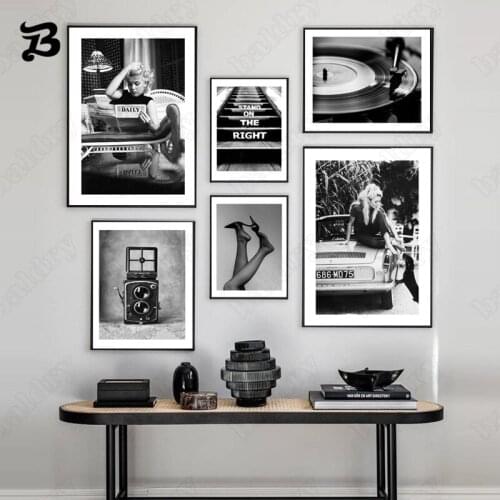 Vintage Photo Canvas Painting Wall Art Black White Nordic Poster and Print Abstract Figure Quote Wall Pictures for Living Room