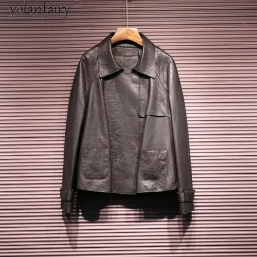 2020 Genuine Leather Jacket Women Clothes 100% Sheepskin Coat Female Vintage Womens Windbreaker Cloak Autumn Vrouwen Jassen