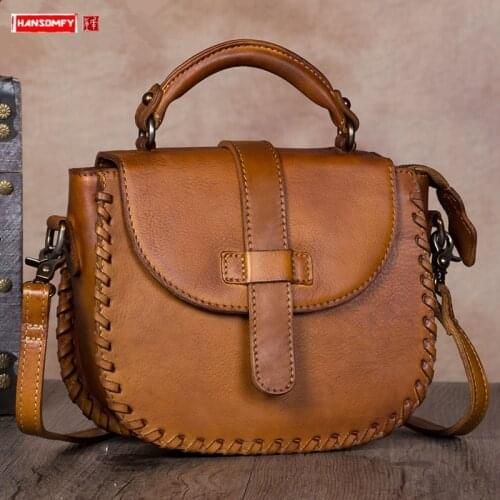 Womens Handbag Mini Small Shoulder Messenger Bag Female Genuine Leather Crossbody Bags Cowhide Leather Retro 2021 New Style