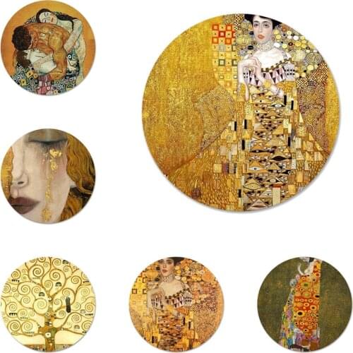 58mm Gustav Klim Golden Tears Icons Pins Badge Decoration Brooches Metal Badges For Backpack Decoration
