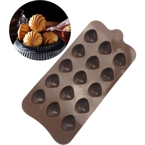 15 Cavity Sea Shell Shape Silicone Molds For Cakes Biscuit Baking Tools Scallop Pastry Mould Ice Pudding Jelly Mold