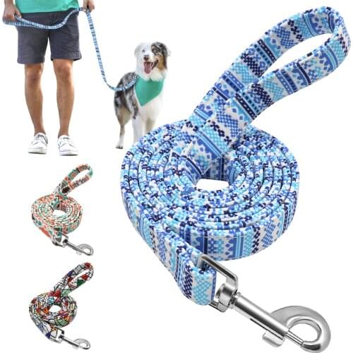 150cm Fashion Dog Leash Lead Nylon Printed Pet Puppy Walking Leash Padded Running Training Leashes Rope For Small Medium Dogs