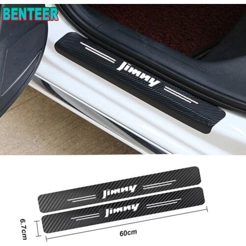 2pcs NEW Carbon Fiber Car Door Sills Protector Stickers For Suzuki Jimny Auto Accessories