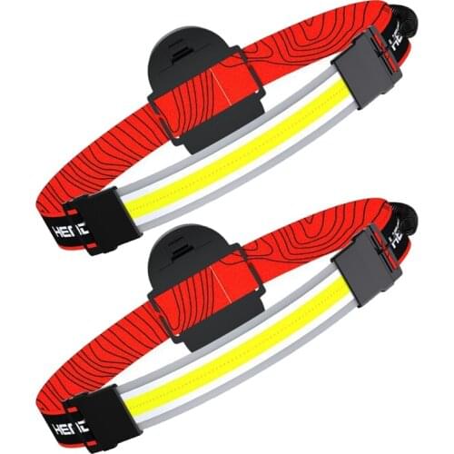 2 Pack Head Light Lamp Flashlight LED Wide Beam Lightweight COB Bright Headlight for Fishing Running and Camping