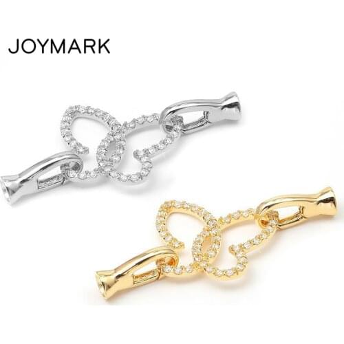 27.7x54.2mm Butterfly Shape 925 Sterling Silver CZ Zircon Spring Clasps Connectors For Fine Jewellery Bracelet Necklace SC-CZ079