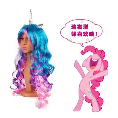 70cm Unicorn Little Horse Cosplay Wig with Horn for Adults Halloween Christmas Party Supplies DHL Free Ship