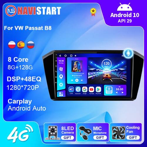 6+128G Android 10 Car Radio Stereo For VW Passat B8 2015-2020 GPS Navigation Android Auto 4G WIFI Carplay Camera Player 2Din DVD