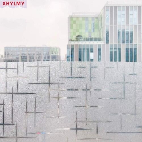 90*300 cm Privacy White Cross Window Film Non-Adhesive Frosted No Glue UV Blocking Decals Static Cling Decorative Glass Sticker