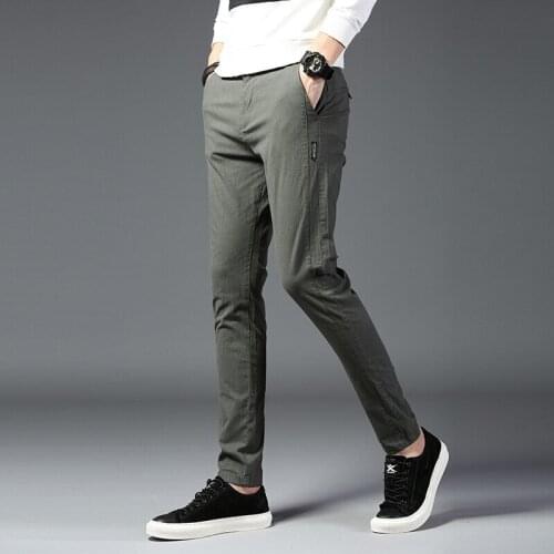 Brand Men Pants Casual Mens Business Male Trousers Classics Mid Weight Straight Full Length Fashion Breathing Pant