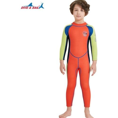 One Pieces 2.5MM Neoprene Wetsuits Kids Swimwears Diving Suits Long Sleeves Boys Girls Surfing Children Rash Guards Snorkel
