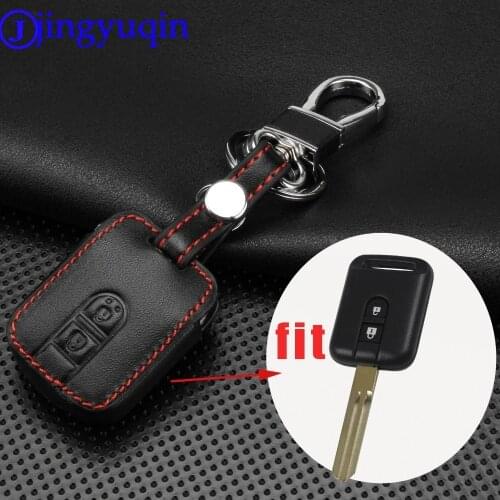 Jingyuqin 2 Buttons Remote Car Key Cover Case Fob Leather For Nissan Qashqai Micra Navara Almera Holder