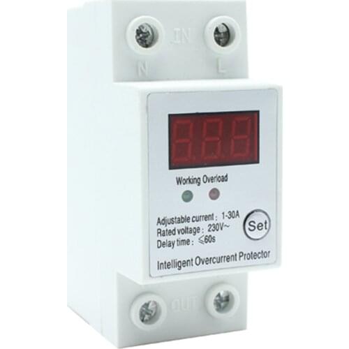 Din rail LCD display Automatic recovery smart overcurrent protector with over current protection
