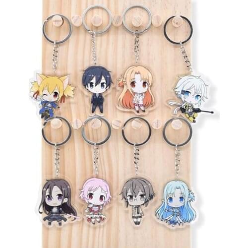 Anime Sword Art Online Kirito Asuna Two Sided Acrylic Keyring Keychain Key Chain