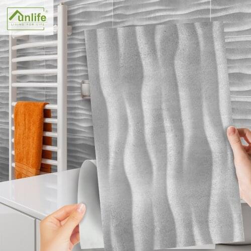 Funlife® 30X60cm Gray Curve Embossing Floor Stickers Oil Proof Removable Wallpaper Tile Stickers for Kitchen Backsplash Bathroom