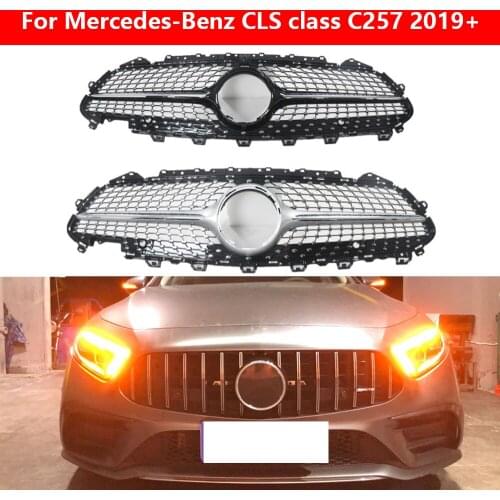 GT Diamond style car front bumper grille for Mercedes Benz CLS class W257 C257 facelift 2019+ Black Silver