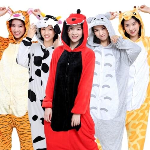 Adult Cartoon Casual Animal Onesies Romper Halloween Cosplay Costume Unicore Dog Lion Tiger Dinosaur Costumes Women Nighty