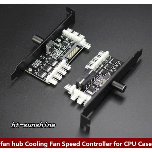 PC 8 Channels fan hub Cooling Fan Speed Controller for CPU Case HDD VGA PWM Fan w/ PCI Bracket Power by 12V 3pin/4pin Cooler fan