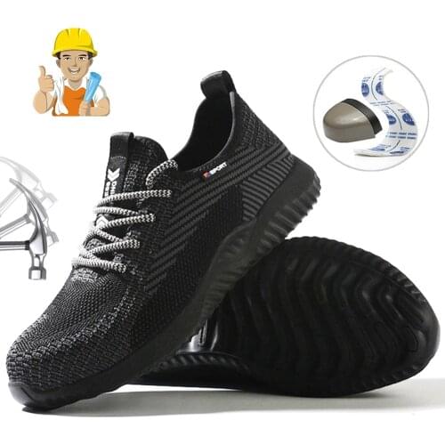 Summer Mens Breathable Lightweight Safety Shoes Anti-puncture Anti-smashing Casual Work Shoes Outdoor Protective Shoes Sneaker