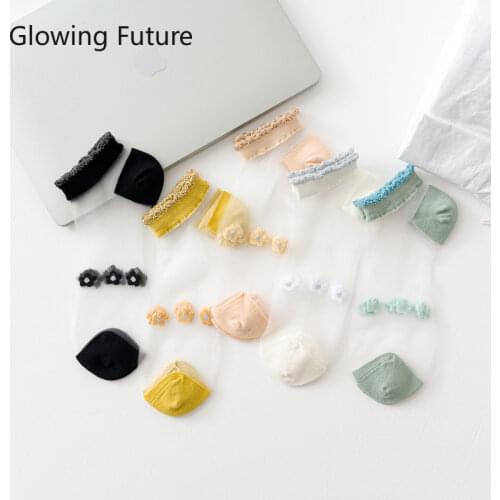 Ruffle Cute Socks Black White Solid Cotton Silk Low Tube Women Socks Japanese Style Harajuku Ankle Frilly Socks Breathable носки