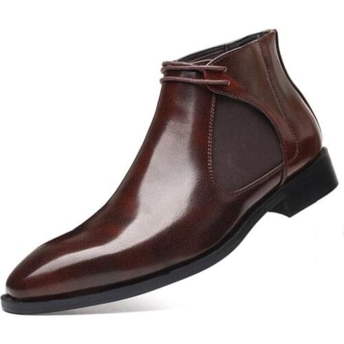 2020 Mens Shoes Spring leather Ankle Boots Men High-top Military Boots Autumn Classic Dress Shoes Men Business Oxford Boots