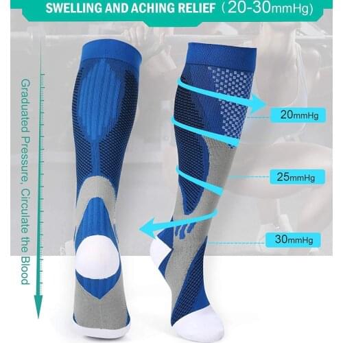 New Compression Socks 20-30 MmHg Fit Varicose Veins Medical Swelling Diabetes Atheletic Anti Fatigue Football Soccer Stockings