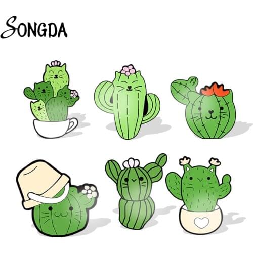 New Cute Cartoon Bonsai Potted Brooch Custom Mini Green Plant Cactus Acrylic Pin Badge Lapel Pin for Clothes Bag Jewelry Gifts