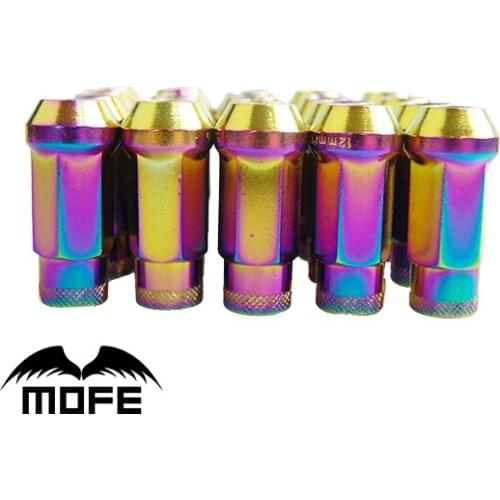 Original Logo 200pcs/10SETS P1.25 Extended Double Open End 48mm Steel Racing Car Wheel Nuts Blue Red Titanium Neo Chrome Purple
