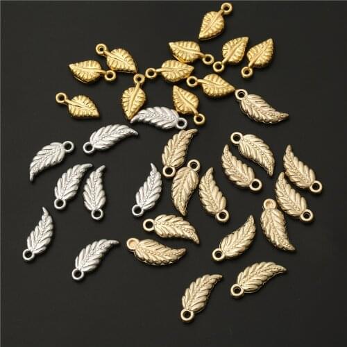 100pcs CCB Leaf Leaves Charms Pendants DIY Jewelry Findings For Necklace Bracelet Pendant Making Supplies Accessaries