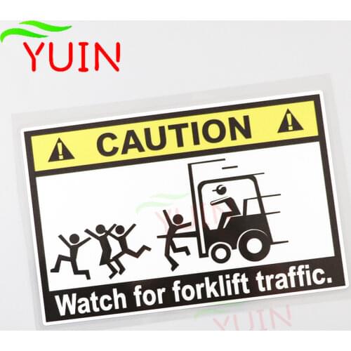 Warning Car Sticker Caution Fork Lift Truck Operating Decals Interesting Decorative Cars Accessories Waterproof Decal 16*10cm