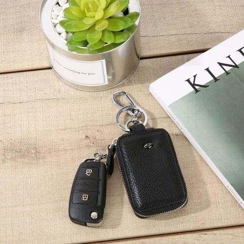 Smart Bluetooth Genuine Leather Key Holder Zipper Bag Keychain Car Key Case wallet for men