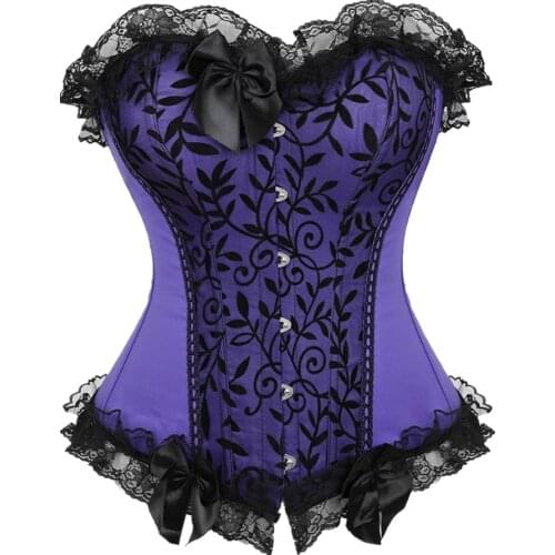 Plus Size Fashion Lace Trim And Bow Sexy Overbust Corsets Ladies Shapewear Body Sculpting Tops