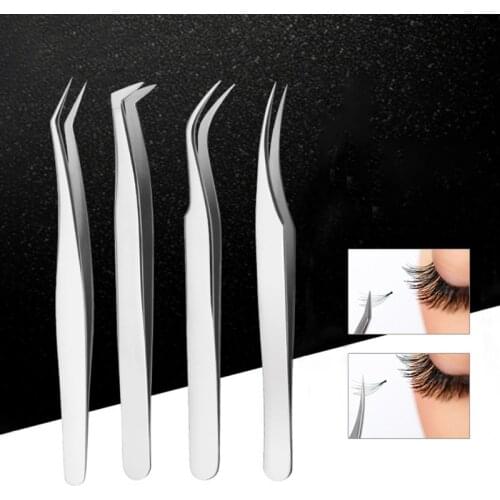 1Pcs Eyelashes Tweezers Stainless Steel Ingrown Hair Removal Kit Eyebrow Pinzette High Precision Tweezers For Eyelash Extensions