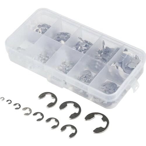 200PCS 304 Stainless Steel E Clip washer Assortment Kit Circlip retaining ring 1.5mm ~ 10mm