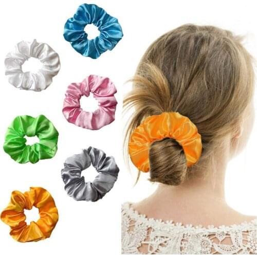 6Pcs LED Light Up Hair Scrunchies Luminous Satin Hair Tie Band Ponytail Holder
