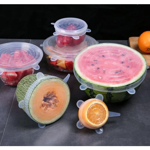 Silicone Cover Cap Kitchen Accessories Sealed lid silicone cling film Food grade silicone cover Food preservation cover Food