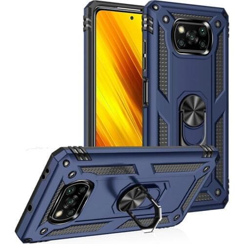 Armor Shockproof Case For POCO X3 NFC C3 Silicone Hybrid Cover For POCO F2 Pro Metal Ring