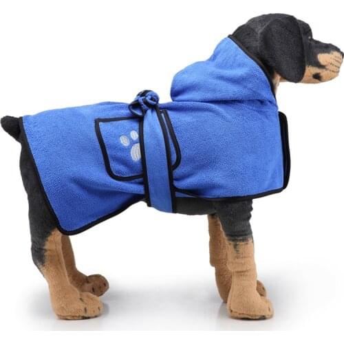 Dog Bathrobe Soft Super Absorbent Luxuriously 100% Microfiber Dog Drying Towel Robe With Hood/Belt For Large, Medium, Small Dogs