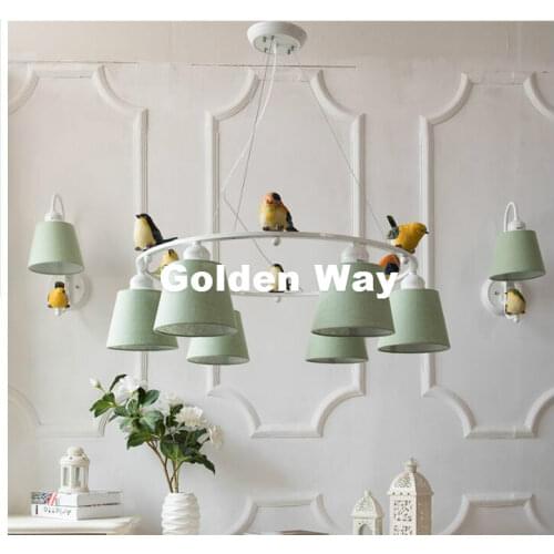 Free Shipping 3L/6L Bird LED Modern Nordic Style Creative Brief Restaurant Lights Bird Personalized Rustic Fabaric Pendant Lamp