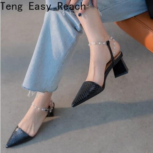 Sexy Women Sandals Pointed Toe Fashion Trend High Heels Pumps Female Genuine Leather summer Newest banquet Sandals white